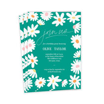 Bright green invitation with white floral border