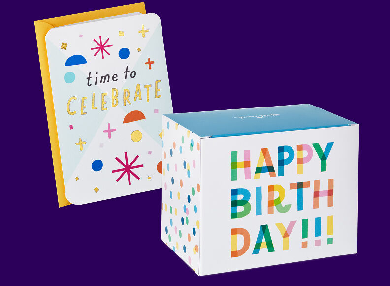 Birthday card and card assortment box.